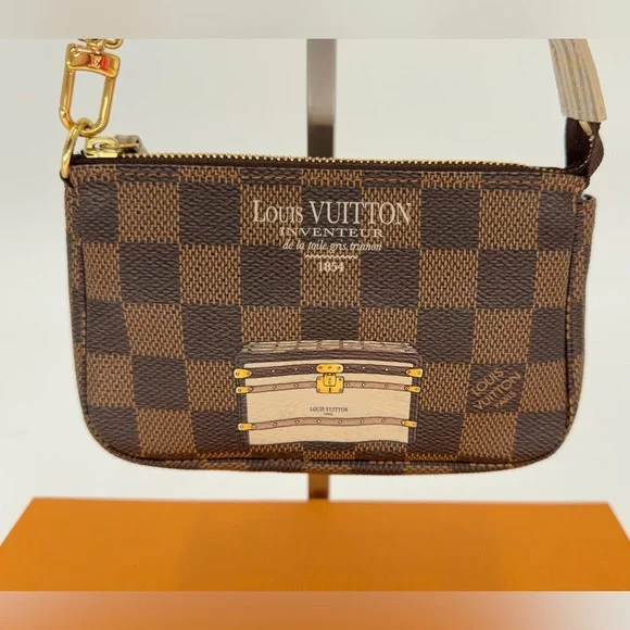 LV Limited Edition Mini Pochette Accessories in Damier Ebene “Trunks and Locks” - Picture 2 of 11